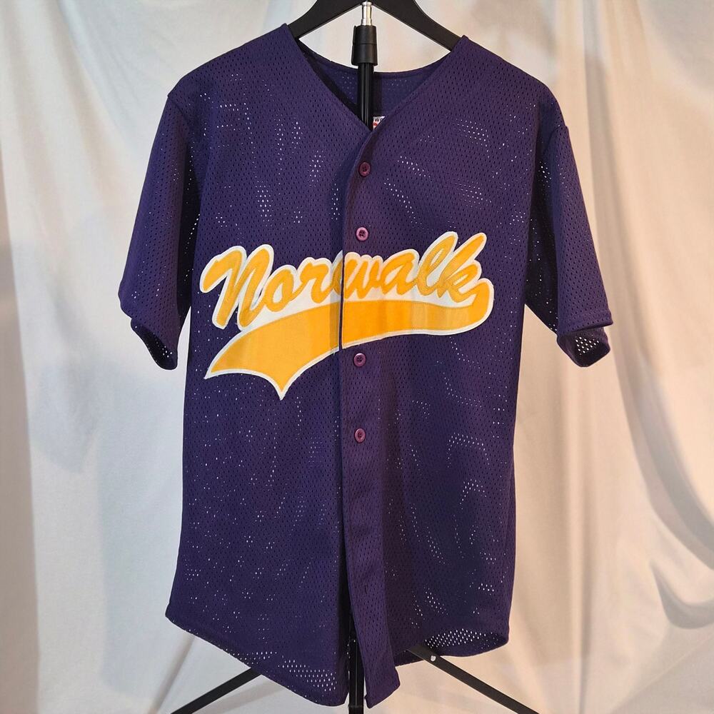 Vintage Teamwork Athletic Norwalk Baseball Jersey Purple‎ Mesh Sewn Uniform M